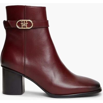 Tommy Hilfiger γυναικεία δερμάτινα μποτάκια με μεταλλικό monogram - FW0FW09488 Μπορντό 36 Tommy Hilfiger γυναικεία δερμάτινα μποτάκια με μεταλλικό monogram - FW0FW09488 Μπορντό 36
