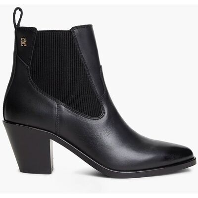 Tommy Hilfiger γυναικεία δερμάτινα μποτάκια Chelsea με μεταλλικό monogram - FW0FW09582 Μαύρο 39 Tommy Hilfiger γυναικεία δερμάτινα μποτάκια Chelsea με μεταλλικό monogram - FW0FW09582 Μαύρο 39