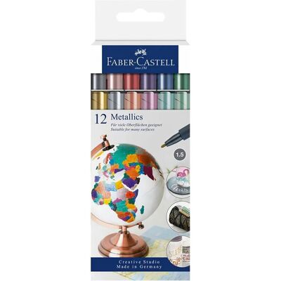 Faber-Castell μεταλλικοί μαρκαδόροι Metallics Marker, cardboard (12 τεμάχια) - 077160713 Faber-Castell μεταλλικοί μαρκαδόροι Metallics Marker, cardboard (12 τεμάχια) - 077160713