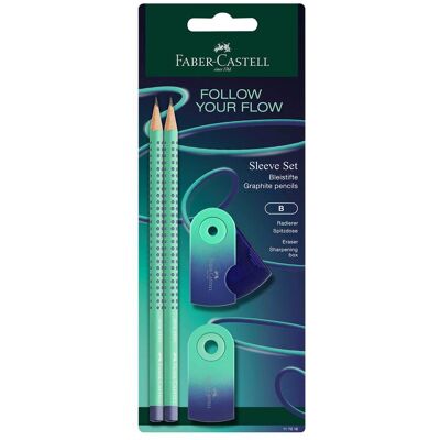 Faber-Castell Blister σετ "Flow Edition" 4 τεμάχια buzzing blue - 2 μολύβια Grip, 1 mini γόμα sleeve και 1 mini ξύστρα sleeve - 117018 Faber-Castell Blister σετ "Flow Edition" 4 τεμάχια buzzing blue - 2 μολύβια Grip, 1 mini γόμα sleeve και 1 mini ξύστρα sleeve - 117018
