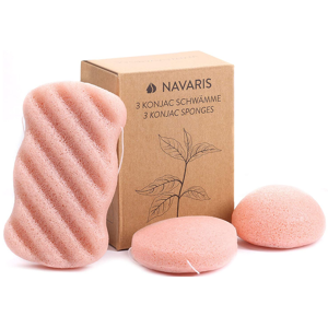 Navaris Set of 3 Konjac Sponges - Σετ με 3 Σφουγγάρια Απολέπισης & Καθαρισμού Προσώπου και Σώματος από Konjac & Ροζ Άργιλο - Antique Pink (49124.10)