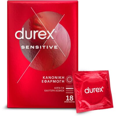 DUREX Προφυλακτικά Sensitive Thin Feel 18 Τεμάχια DUREX Προφυλακτικά Sensitive Thin Feel 18 Τεμάχια