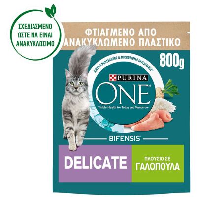 PURINA ONE Γατοτροφή Delicate Γαλοπούλα & Ρύζι 800g PURINA ONE Γατοτροφή Delicate Γαλοπούλα & Ρύζι 800g