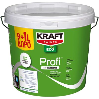 Οικολογικό Πλαστικό Χρώμα KRAFT PROFI INTERIOR 9+1lt Οικολογικό Πλαστικό Χρώμα KRAFT PROFI INTERIOR 9+1lt