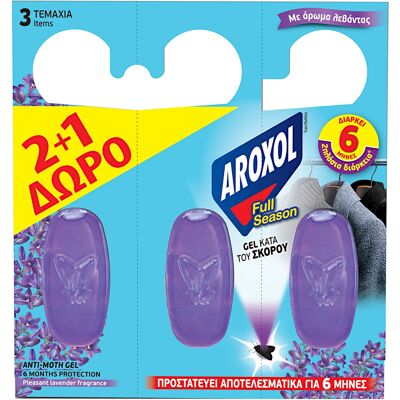Σκοροκτόνο AROXOL FULL SEASON Gel Πλακέτες Λεβάντα 2+1 Δώρο Σκοροκτόνο AROXOL FULL SEASON Gel Πλακέτες Λεβάντα 2+1 Δώρο