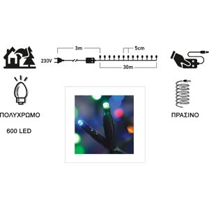 TnS 600 LED Πολύχρωμο Με Πρόγραμμα Εξωτ. Χώρου Πράσινο Καλώδιο 30m TnS 600 LED Πολύχρωμο Με Πρόγραμμα Εξωτ. Χώρου Πράσινο Καλώδιο 30m