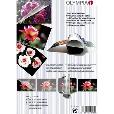 Φύλλα Πλαστικοποίησης 100τμχ Α4 Α5 Α6 Επαγγελματικές Κάρτες Olympia 9165 Φύλλα Πλαστικοποίησης 100τμχ Α4 Α5 Α6 Επαγγελματικές Κάρτες Olympia 9165