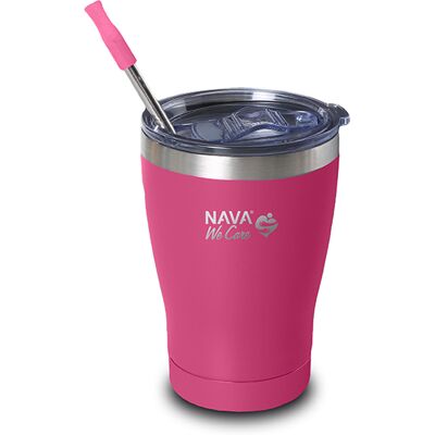Nava Θερμός Ποτήρι Με Ανοξείδωτο Καλαμάκι "We Care" magenta 360ml Nava Θερμός Ποτήρι Με Ανοξείδωτο Καλαμάκι "We Care" magenta 360ml