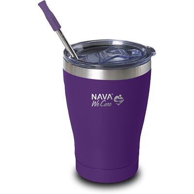 Nava Θερμός Ποτήρι Με Ανοξείδωτο Καλαμάκι "We Care" Μωβ 360ml Nava Θερμός Ποτήρι Με Ανοξείδωτο Καλαμάκι "We Care" Μωβ 360ml