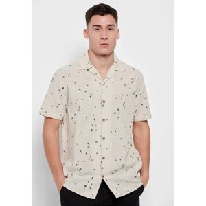 FUNKY BUDDHA Linen blend πουκάμισο με φλοράλ τύπωμα - BEIGE - male - Size: XL,XXL