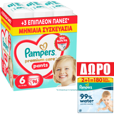 Πάνες Pampers Premium Care Pants Monthly Pack Νο6 (13-19kg) 96τεμ Πάνες Pampers Premium Care Pants Monthly Pack Νο6 (13-19kg) 96τεμ