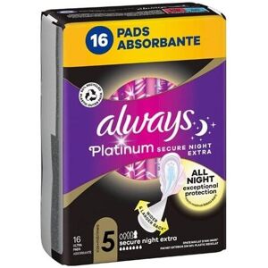 Always Platinum Secure Night Extra Σερβιέτες Με Φτερά No5, 16τμχ Always Platinum Secure Night Extra Σερβιέτες Με Φτερά No5, 16τμχ