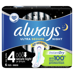Always Ultra Secure Night Σερβιέτες No4 Με Φτερά 6τμχ