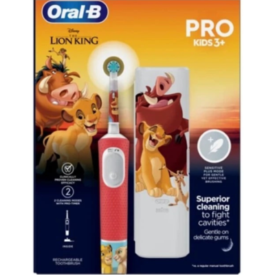 Oral-B Vitality Pro Kids Lion King Επαναφορτιζόμενη Ηλεκτρική Οδοντόβουρτσα Για Παιδιά 3+, 1τμχ & Θήκη Ταξιδιού Oral-B Vitality Pro Kids Lion King Επαναφορτιζόμενη Ηλεκτρική Οδοντόβουρτσα Για Παιδιά 3+, 1τμχ & Θήκη Ταξιδιού