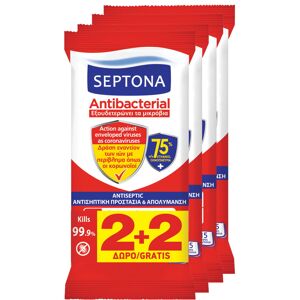 Septona Αντιβακτηριδιακά Μαντηλάκια Χεριών Antiseptic 75% Ethanol 2+2 Δώρο