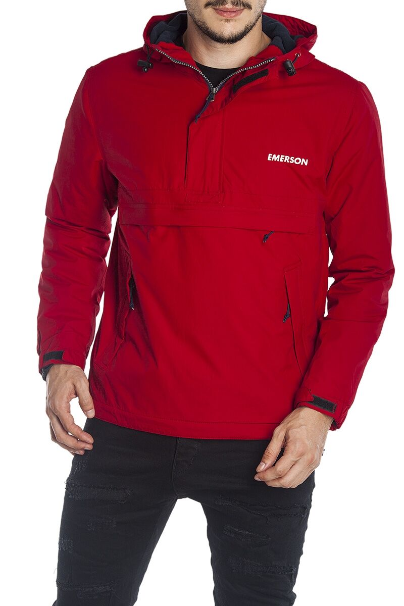 EMERSON MEN'S PULL-OVER JACKET WITH HOOD RED (182.EM10.106-TT610 RED)