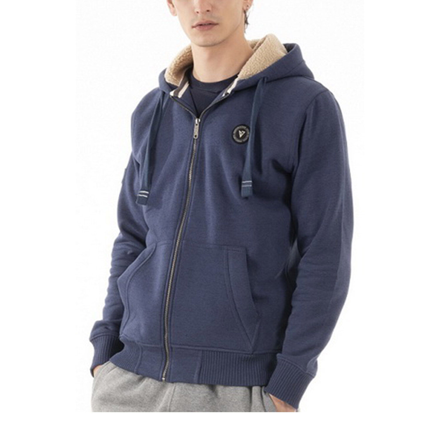 Magnetic North Men's Zipper Hoodie Sherpa (19077-Navy Blue Melange)