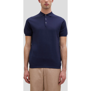 ASPESI Ανδρικό Μπλε Cotton, Slik And Linen Blend Knitted Polo 52,54,56 ASPESI Ανδρικό Μπλε Cotton, Slik And Linen Blend Knitted Polo 52,54,56