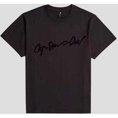 G-STAR Ανδρικό Μαύρο Flock G-Script Loose T-Shirt Large,XXL G-STAR Ανδρικό Μαύρο Flock G-Script Loose T-Shirt Large,XXL