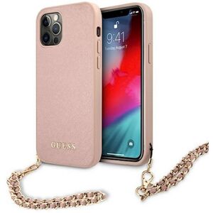 Guess Saffiano Chain Back Cover Για Apple iPhone 12 / 12 Pro 6,1'' με Λουράκι Ροζ Guess Saffiano Chain Back Cover Για Apple iPhone 12 / 12 Pro 6,1'' με Λουράκι Ροζ