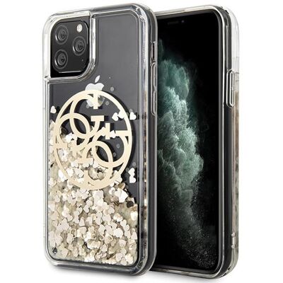 Guess θήκη iPhone 11 Pro Max Χρυσό Γυαλιστερό Υγρό Glitter - Διάφανο Guess θήκη iPhone 11 Pro Max Χρυσό Γυαλιστερό Υγρό Glitter - Διάφανο