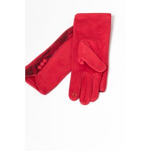 Ligglo Κόκκινα Γάντια με Σκίσιμο και Print  - Γυναικεία - Size: ΑΞΕΣΟΥΑΡ > Γάντια