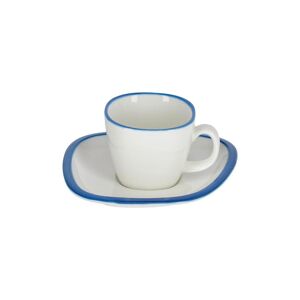 Kave Home Κούπα με πιάτο Odalin, λευκή και μπλε πορσελάνη