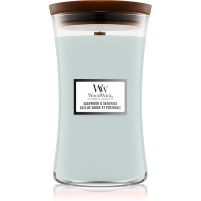 Woodwick Sagewood & Seagrass αρωματικό κερί με ξύλινο φιτίλι 609 γρ Woodwick Sagewood & Seagrass αρωματικό κερί με ξύλινο φιτίλι 609 γρ
