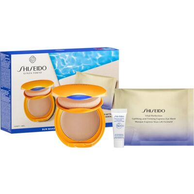 Shiseido Expert Sun Protector Tanning Compact Foundation SPF10 σετ δώρου για γυναίκες απόχρωση Honey Shiseido Expert Sun Protector Tanning Compact Foundation SPF10 σετ δώρου για γυναίκες απόχρωση Honey