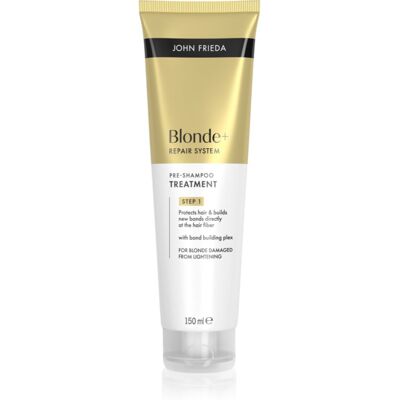 John Frieda Blonde+ Repair System Pre-shampoo Treatment φροντίδα πριν τη περιποιήση με σαμπουάν για την ενίσχυση μαλλιών 150 ml John Frieda Blonde+ Repair System Pre-shampoo Treatment φροντίδα πριν τη περιποιήση με σαμπουάν για την ενίσχυση μαλλιών 150 ml
