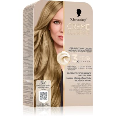 Schwarzkopf Creme Supreme μόνιμη βαφή μαλλιών απόχρωση 8-0 Natural Light Blonde 60 ml Schwarzkopf Creme Supreme μόνιμη βαφή μαλλιών απόχρωση 8-0 Natural Light Blonde 60 ml