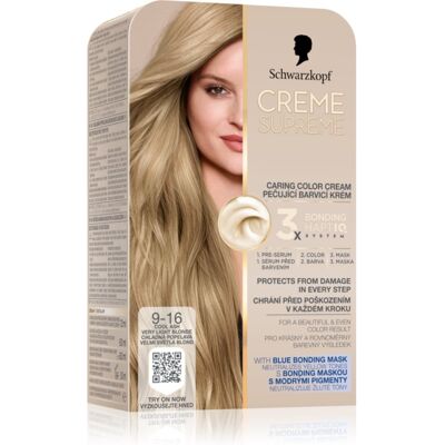 Schwarzkopf Creme Supreme μόνιμη βαφή μαλλιών απόχρωση 9-16 Cool Ash Very Light Blonde 60 ml Schwarzkopf Creme Supreme μόνιμη βαφή μαλλιών απόχρωση 9-16 Cool Ash Very Light Blonde 60 ml