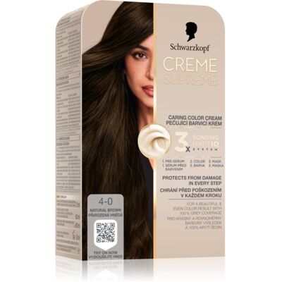 Schwarzkopf Creme Supreme μόνιμη βαφή μαλλιών απόχρωση 4-0 Natural Brown 60 ml Schwarzkopf Creme Supreme μόνιμη βαφή μαλλιών απόχρωση 4-0 Natural Brown 60 ml