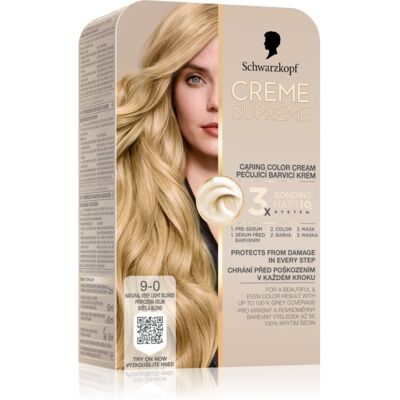 Schwarzkopf Creme Supreme μόνιμη βαφή μαλλιών απόχρωση 9-0 Natural Very Light Blonde 60 ml Schwarzkopf Creme Supreme μόνιμη βαφή μαλλιών απόχρωση 9-0 Natural Very Light Blonde 60 ml