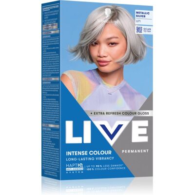 Schwarzkopf LIVE Intense Colour μόνιμη βαφή μαλλιών απόχρωση U71 Metallic Silver 1 τμχ Schwarzkopf LIVE Intense Colour μόνιμη βαφή μαλλιών απόχρωση U71 Metallic Silver 1 τμχ