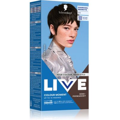 Schwarzkopf LIVE Colour Moment προσωρινή βαφή μαλλιών απόχρωση 010 Charcoal Brunette 50 ml Schwarzkopf LIVE Colour Moment προσωρινή βαφή μαλλιών απόχρωση 010 Charcoal Brunette 50 ml