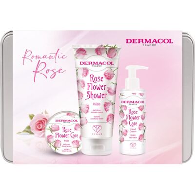 Dermacol Flower Care Rose σετ δώρου μεταλλικό κουτί Dermacol Flower Care Rose σετ δώρου μεταλλικό κουτί