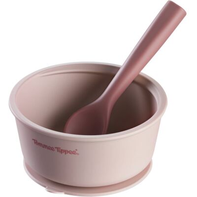 Tommee Tippee EasiStick™ Silicone Bowl & Spoon μπολ σιλικόνης με βεντούζα 4m+ Pink 1 τμχ Tommee Tippee EasiStick™ Silicone Bowl & Spoon μπολ σιλικόνης με βεντούζα 4m+ Pink 1 τμχ