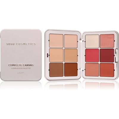SOSU Cosmetics Complete Canvas Complexion Palette πολυλειτουργική παλέτα για το πρόσωπο απόχρωση Light 26.4 γρ SOSU Cosmetics Complete Canvas Complexion Palette πολυλειτουργική παλέτα για το πρόσωπο απόχρωση Light 26.4 γρ