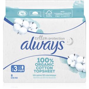 Always Cotton Protection Night σερβιέτες χωρίς άρωμα 8 τμχ Always Cotton Protection Night σερβιέτες χωρίς άρωμα 8 τμχ