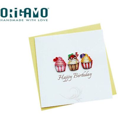Origamo Καρτα Ευχετηρια Quilling Cupcakes 16.2x16.5cm Filigrana Origamo Καρτα Ευχετηρια Quilling Cupcakes 16.2x16.5cm Filigrana