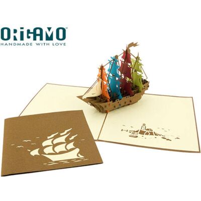 Origamo - Pop-up κάρτα ιστιοπλοϊκού - Kirigami - Card Origamo - Pop-up κάρτα ιστιοπλοϊκού - Kirigami - Card