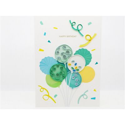 Origamo Κάρτα Ευχετήρια Quilling Μπαλόνια Γενεθλίων Πράσινα 18.5x14 Cm Filigrana Qp059 Origamo Κάρτα Ευχετήρια Quilling Μπαλόνια Γενεθλίων Πράσινα 18.5x14 Cm Filigrana Qp059
