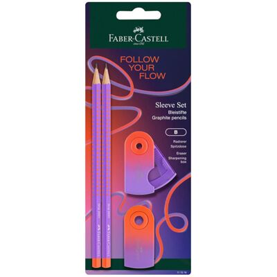 Faber-Castell Flow Edition Sleeve Set 2 Grip Μολύβια Γόμα Ξύστρα Red-Purple 117019 Faber-Castell Flow Edition Sleeve Set 2 Grip Μολύβια Γόμα Ξύστρα Red-Purple 117019