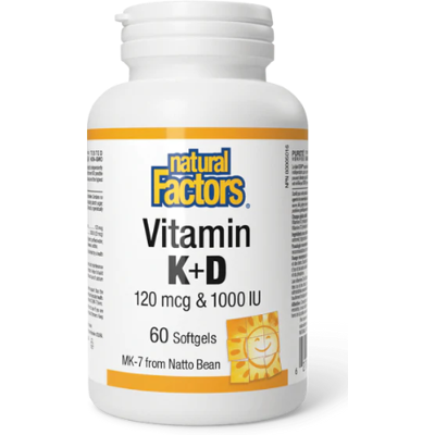 Natural Factors Βιταμίνη K+D - 120 mcg και 1000 IU - Βιταμίνες & Συμπληρώματα Natural Factors Βιταμίνη K+D - 120 mcg και 1000 IU - Βιταμίνες & Συμπληρώματα