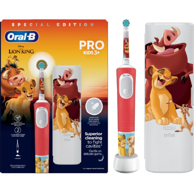 Oral-B Vitality Pro Ηλεκτρική Οδοντόβουρτσα Lion King με Θήκη Ταξιδίου για Παιδιά 3+ Ετών 1τμχ Oral-B Vitality Pro Ηλεκτρική Οδοντόβουρτσα Lion King με Θήκη Ταξιδίου για Παιδιά 3+ Ετών 1τμχ