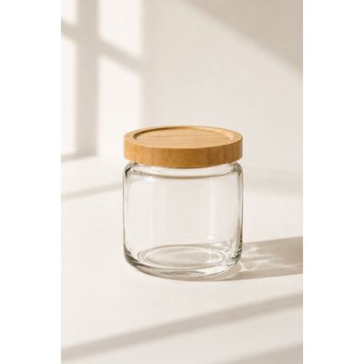 Δοχείο 750ml Γυάλινο Με Καπάκι Από Bamboo Μονόχρωμο OEM Δοχείο 750ml Γυάλινο Με Καπάκι Από Bamboo Μονόχρωμο OEM