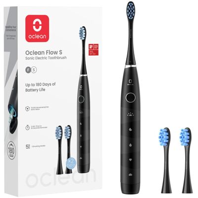 Ηλεκτρική οδοντόβουρτσα Oclean Flow S, 1.85W, 76000 rpm, 5 λειτουργίες, Χρονοδιακόπτης, Αυτονομία έως 180 ημέρες, Type-C, Αντιβακτηριακή επιφάνεια, Μαύρο Ηλεκτρική οδοντόβουρτσα Oclean Flow S, 1.85W, 76000 rpm, 5 λειτουργίες, Χρονοδιακόπτης, Αυτονομία έως 180 ημέρες, Type-C, Αντιβακτηριακή επιφάνεια, Μαύρο