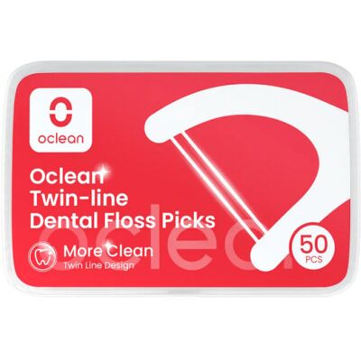 Σετ 50 οδοντικών νημάτων Oclean Twin-line, Ίνες πολυαιθυλενίου, Διπλό νήμα, Λευκό Σετ 50 οδοντικών νημάτων Oclean Twin-line, Ίνες πολυαιθυλενίου, Διπλό νήμα, Λευκό