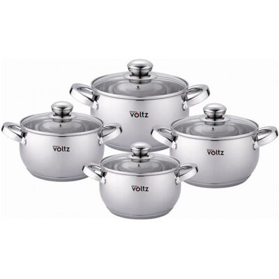 Σετ κατσαρόλας Oliver Voltz OV51210G8B, 8 τεμαχίων, πολυστρωματικός πυθμένας, επαγωγής, ανοξείδωτο ατσάλι, ασημί Σετ κατσαρόλας Oliver Voltz OV51210G8B, 8 τεμαχίων, πολυστρωματικός πυθμένας, επαγωγής, ανοξείδωτο ατσάλι, ασημί